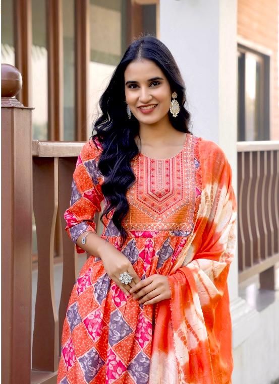 Bright Multicolor Printed Kurti Set