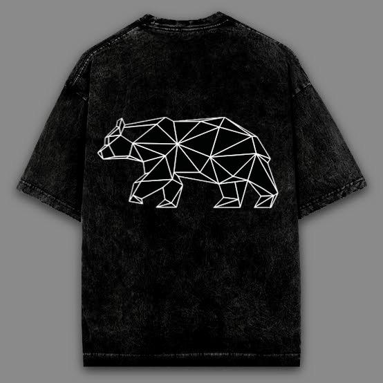 Black Geometric Bear Graphic T-Shirt